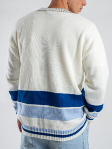 LES COSTUMES Maglione scollo a V con ricamo logo in spugna LCFW25003 Panna (1)