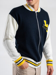 LES COSTUMES Maglione stile college con zip e patch in spugna LCFW25007 Navy (2)