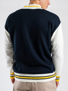 LES COSTUMES Maglione stile college con zip e patch in spugna LCFW25007 Navy (5)