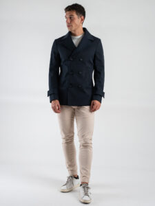 OVER-D Cappotto corto a doppio petto OE1F2W4J46 Blu (4)