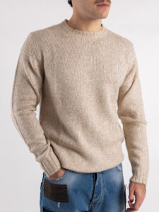 OVER-D Maglione girocollo in misto lana OE1F2WAM34 Beige (1)