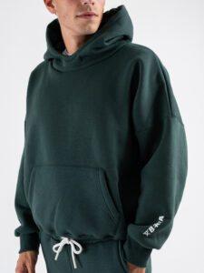 BERNA Felpa felpata boxy fit con cappuccio oblò 252021 Verde Bosco (1)