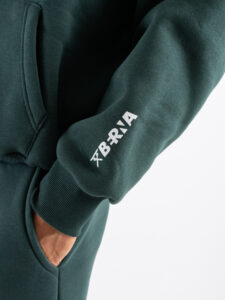 BERNA Felpa felpata boxy fit con cappuccio oblò 252021 Verde Bosco (2)