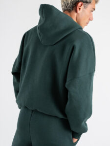 BERNA Felpa felpata boxy fit con cappuccio oblò 252021 Verde Bosco (5)