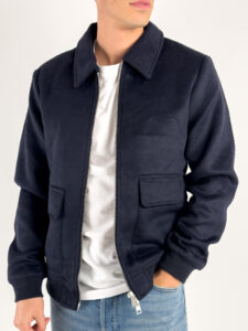 Cappotto corto con tasche frontali e zip 6826GC Blu (3)