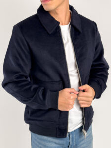 Cappotto corto con tasche frontali e zip 6826GC Blu (4)
