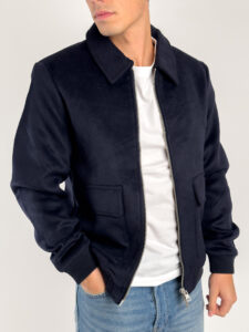 Cappotto corto con tasche frontali e zip 6826GC Blu (5)
