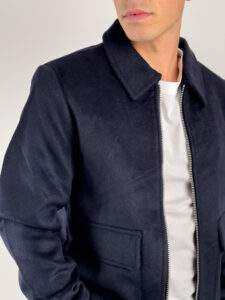 Cappotto corto con tasche frontali e zip 6826GC Blu (6)