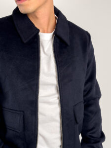 Cappotto corto con tasche frontali e zip 6826GC Blu (7)