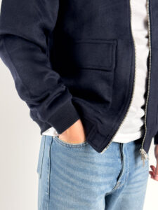 Cappotto corto con tasche frontali e zip 6826GC Blu (8)