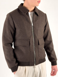Cappotto corto con tasche frontali e zip 6826GC Marrone (1)