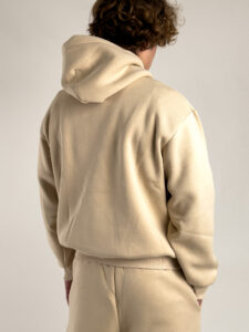 Completo tuta felpato con felpa cappuccio boxy fit + pantalone baggy 120122 Beige (1)
