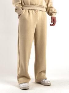 Completo tuta felpato con felpa cappuccio boxy fit + pantalone baggy 120122 Beige (4)