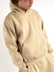 Completo tuta felpato con felpa cappuccio boxy fit + pantalone baggy 120122 Beige (5)