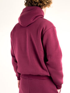 Completo tuta felpato con felpa cappuccio boxy fit + pantalone baggy 120122 Bordeaux (1)