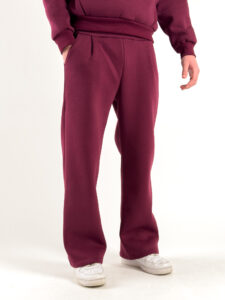 Completo tuta felpato con felpa cappuccio boxy fit + pantalone baggy 120122 Bordeaux (4)