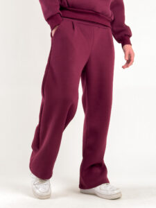 Completo tuta felpato con felpa cappuccio boxy fit + pantalone baggy 120122 Bordeaux (7)