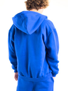 Completo tuta felpato con felpa cappuccio con zip + pantalone baggy 003004 Blu Royal (1)