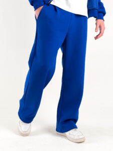Completo tuta felpato con felpa cappuccio con zip + pantalone baggy 003004 Blu Royal (5)