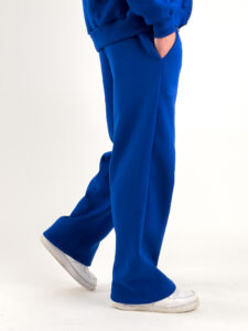 Completo tuta felpato con felpa cappuccio con zip + pantalone baggy 003004 Blu Royal (6)