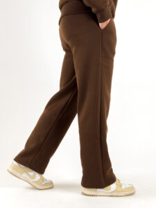 Completo tuta felpato con felpa cappuccio con zip + pantalone baggy 003004 Cioccolato (3)