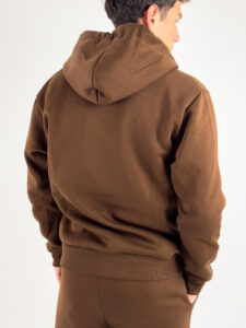 Completo tuta felpato con felpa cappuccio con zip + pantalone baggy 003004 Cioccolato (5)