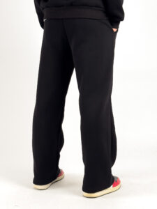 Completo tuta felpato con felpa cappuccio con zip + pantalone baggy 003004 Nero (4)