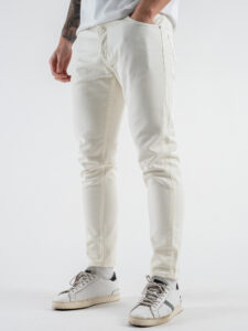ESTASI Jeans basic 100% cotone senza rotture MANCINI Panna (2)