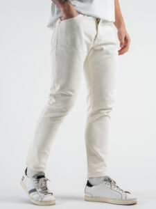 ESTASI Jeans basic 100% cotone senza rotture MANCINI Panna (3)