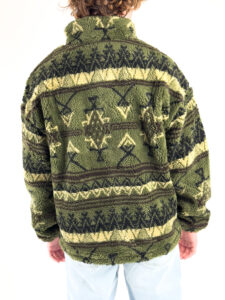 Felpa in pile fantasia azteca 510 Verde Militare (2)