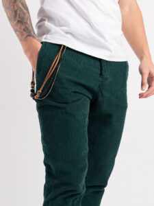 OVER-D Pantalone in velluto con gamba morbida OE1F2W4P47 Verde Bottiglia (4)