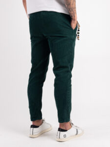 OVER-D Pantalone in velluto con gamba morbida OE1F2W4P47 Verde Bottiglia (6)