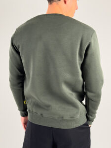 SUPERCULTURE Felpa girocollo felpata t.unita con logo sul polso TEDDY-Z Verde Militare (1)