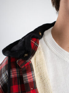 BERNA Overshirt a quadri con cappuccio removibile 246034 Rosso (3)