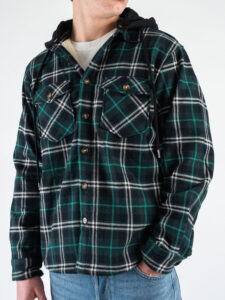 BERNA Overshirt a quadri con cappuccio removibile 246036 Verde (4)