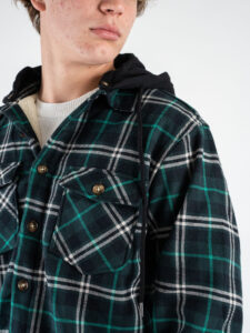 BERNA Overshirt a quadri con cappuccio removibile 246036 Verde (5)