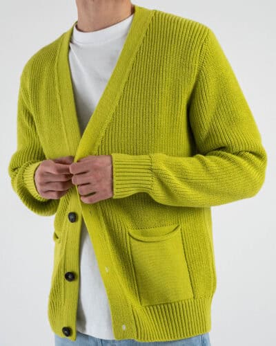 BLACK SUNDAY Cardigan in misto lana con collo a v e tasche frontali PHC/019 Lime