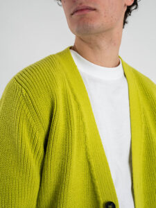 BLACK SUNDAY Cardigan in misto lana con collo a v e tasche frontali PHC019 Lime (4)