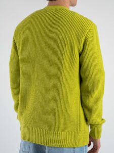 BLACK SUNDAY Cardigan in misto lana con collo a v e tasche frontali PHC019 Lime (5)