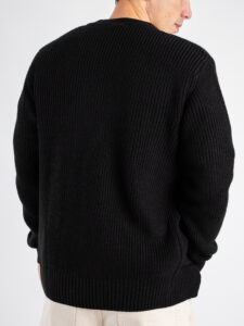 BLACK SUNDAY Cardigan in misto lana con collo a v e tasche frontali PHC019 Nero (3)