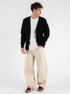 BLACK SUNDAY Cardigan in misto lana con collo a v e tasche frontali PHC019 Nero (4)