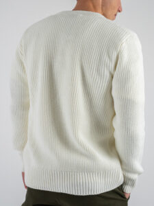 BLACK SUNDAY Cardigan in misto lana con collo a v e tasche frontali PHC019 Panna (1)