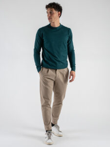 Black Sunday Maglione girocollo basico TOM Verde Bottiglia (2)