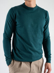 Black Sunday Maglione girocollo basico TOM Verde Bottiglia (3)