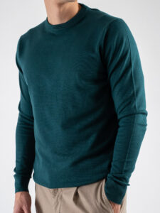 Black Sunday Maglione girocollo basico TOM Verde Bottiglia (5)