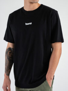 DISCLAIMER T-shirt con logo frontale e stampa posteriore 25EDS54827 Nera (1)