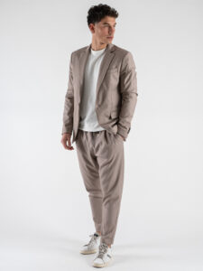 IMPERIAL Pantalone da abito con coulisse in vita PC8QIBV Mastice (2)
