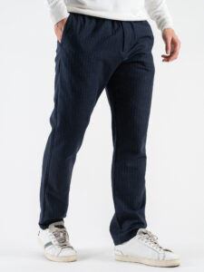 IMPERIAL Pantalone da abito gessato con elastico e bottone i vita PE6BIMH Blu (4)