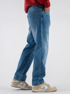 Jeans liscio con gamba a palazzo PT369 Azzurro (3)