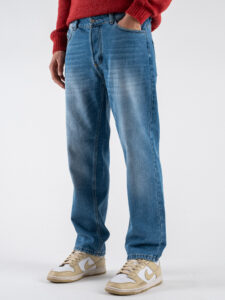Jeans liscio con gamba a palazzo PT369 Azzurro (5)